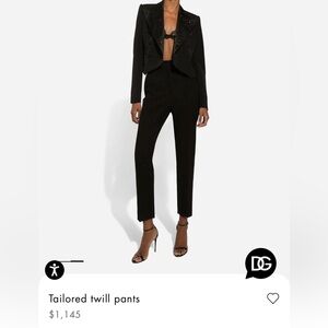 Stunning Dolce & Gabbana Stretch Wool Twill Black High Waisted Cuffed Crop Pants